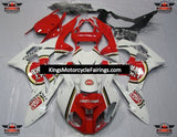 White, Red and Gold Lucky Strike Fairing Kit for a 2009, 2010, 2011, 2012, 2013 and 2014 BMW S1000RR motorcycle