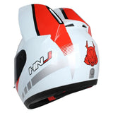The White, Red and Silver HNJ Full-Face Motorcycle Helmet with Cat Ears is brought to you by KingsMotorcycleFairings.com