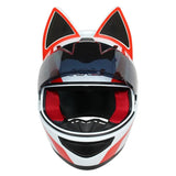 The White, Red and Silver HNJ Full-Face Motorcycle Helmet with Cat Ears is brought to you by KingsMotorcycleFairings.com