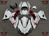 Fairing kit for a Kawasaki Ninja ZX14R (2006-2011) White, Red & Black Flames