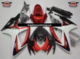 White, Candy Red and Black Fairing Kit for a 2006 & 2007 Suzuki GSX-R600 motorcycle