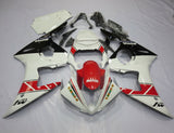 White, Red and Black Fairing Kit for a 2003 & 2004 Yamaha YZF-R6 motorcycle