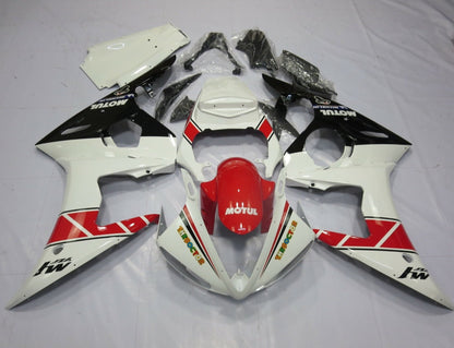 White, Red and Black Fairing Kit for a 2005 Yamaha YZF-R6 motorcycle