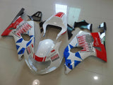 White, Red and Blue Star Barcode Fairing Kit for a 2000, 2001 & 2002 Suzuki GSX-R1000 motorcycle