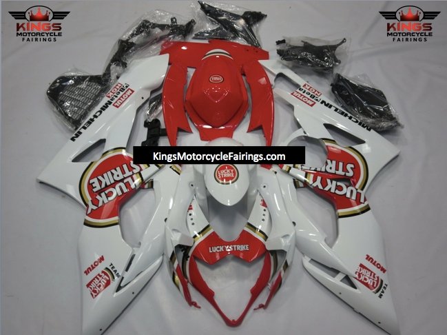 Suzuki GSXR1000 (2005-2006) White, Red & Gold Lucky Strike Fairings