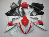 White, Red and Matte Black Fairing Kit for a 2003 & 2004 Yamaha YZF-R6 motorcycle