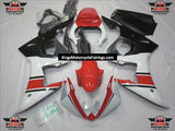 White, Red and Matte Black Fairing Kit for a 2005 Yamaha YZF-R6 motorcycle