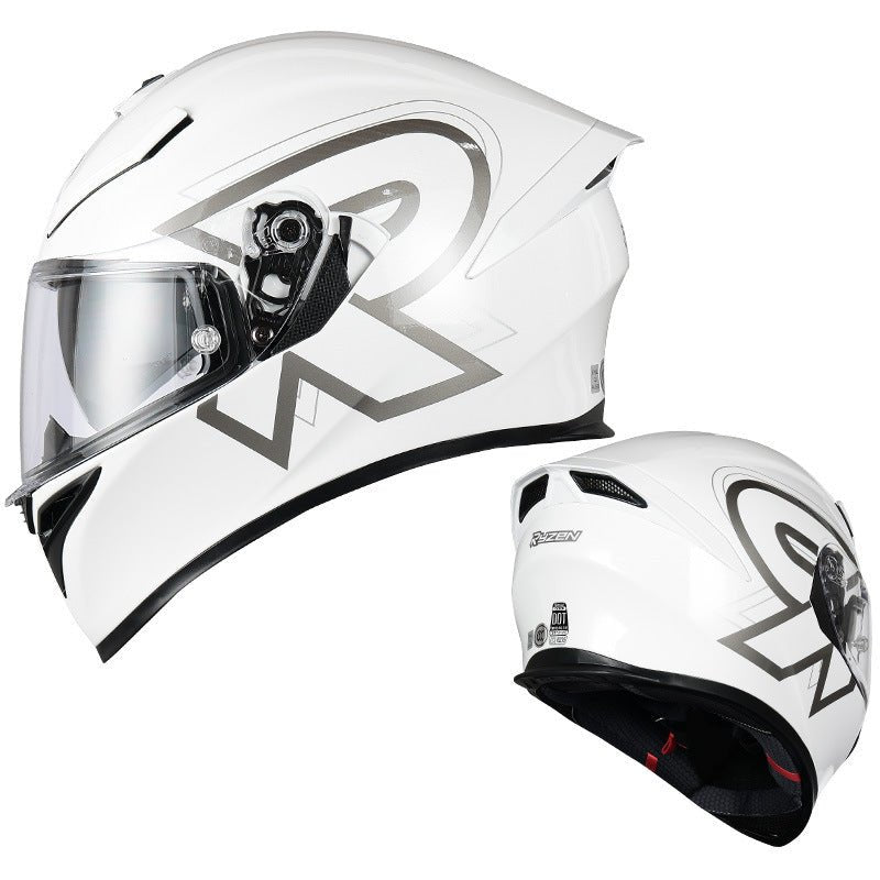 Motorcycle Helmet - White, Silver Ryzen