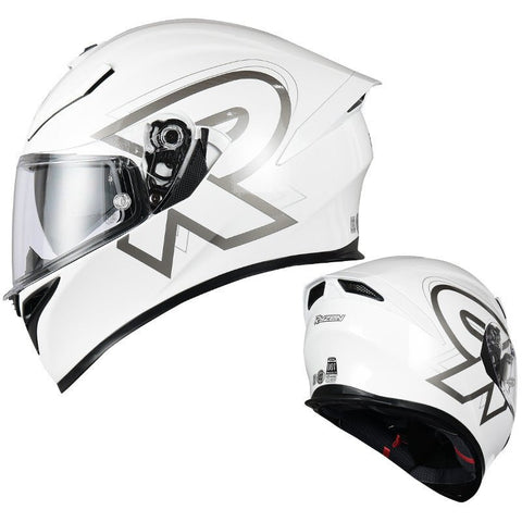 White & Silver Ryzen Motorcycle Helmet at KingsMotorcycleFairings.com