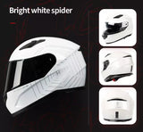 White and Silver Spider Web HNJ Full-Face Motorcycle Helmet is brought to you by KingsMotorcycleFairings.com