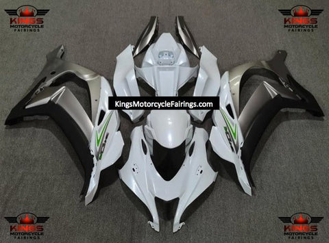Fairing Kit for a Kawasaki Ninja ZX10R (2016-2020) Pearl White, Silver, Black & Green at KingsMotorcycleFairings.com