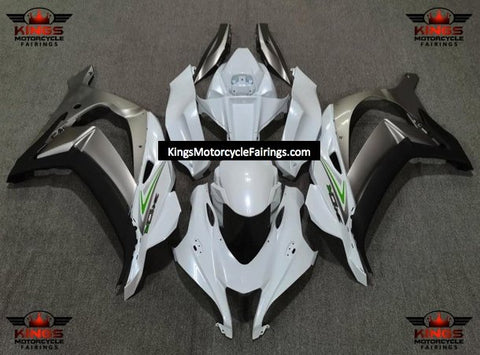 Fairing Kit for a Kawasaki Ninja ZX10R (2016-2020) Pearl White, Silver, Black & Green at KingsMotorcycleFairings.com