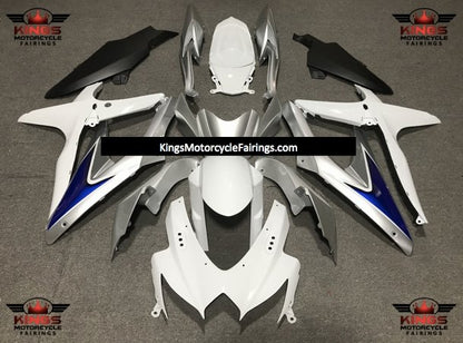 Suzuki GSXR750 (2008-2010) White, Silver, Blue & Matte Black Fairings