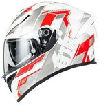 White, Silver & Red Freedom Ryzen Motorcycle Helmet at KingsMotorcycleFairings.com