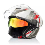 White, Silver & Red RO5 Motorcycle Helmet at KingsMotorcycleFairings.com