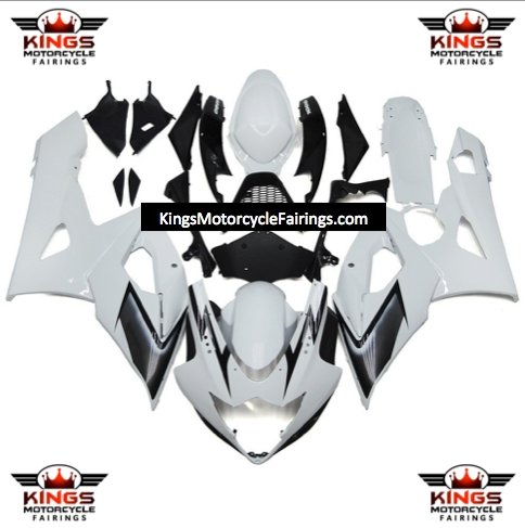 Suzuki GSXR1000 (2005-2006) White, Silver & Black Fairings