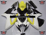 White, Yellow and Black Star Fairing Kit for a 2006 & 2007 Suzuki GSX-R750 motorcycle