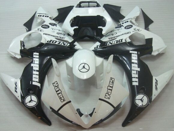 White and Black Jordan Fairing Kit for a 2003 & 2004 Yamaha YZF-R6 motorcycle