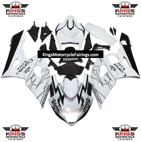 Suzuki GSXR1000 (2005-2006) White & Black Tribal Corona Fairings