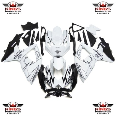 Suzuki GSXR750 (2008-2010) White & Black Tribal Corona Fairings