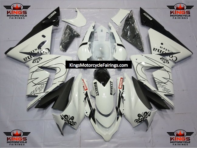 Kawasaki Ninja ZX10R Fairings 2004 2005 White Tribal