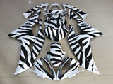 White and Black Zebra  Fairing Kit for a 2008, 2009, 2010, 2011, 2012, 2013, 2014, 2015 & 2016 Yamaha YZF-R6 motorcycle