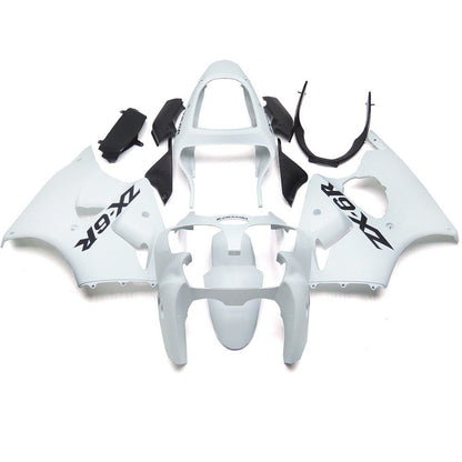 White and Black Fairing Kit for a 2000, 2001 & 2002 Kawasaki ZX-6R 636 motorcycle
