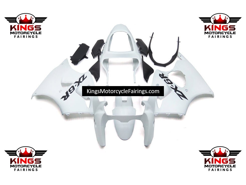 Fairing kit for a Kawasaki ZX6R 636 (2000-2002) White & Black