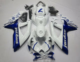 White and Blue Jordan Fairing Kit for a 2008, 2009, & 2010 Suzuki GSX-R600 motorcycle