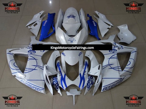 Suzuki GSXR750 (2006-2007) White & Blue Tribal Corona Fairings