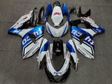 White and Blue Tyco Fairing Kit for a 2009, 2010, 2011, 2012, 2013, 2014, 2015 & 2016 Suzuki GSX-R1000 motorcycle