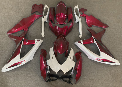 White and Dark Red Fairing Kit for a 2008, 2009 & 2010 Suzuki GSX-R750 motorcycle