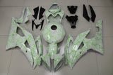 White and Green Lightning Fairing Kit for a 2008, 2009, 2010, 2011, 2012, 2013, 2014, 2015 & 2016 Yamaha YZF-R6 motorcycle