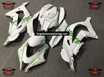 White and Green Fairing Kit for a 2016, 2017, 2018, 2019 & 2020 Kawasaki Ninja ZX-10R motorcycle