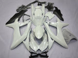 White and Matte Black Fairing Kit for a 2008, 2009 & 2010 Suzuki GSX-R750 motorcycle