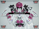 White and Pink Lucky Strike Fairing Kit for a 2008, 2009 & 2010 Suzuki GSX-R750 motorcycle