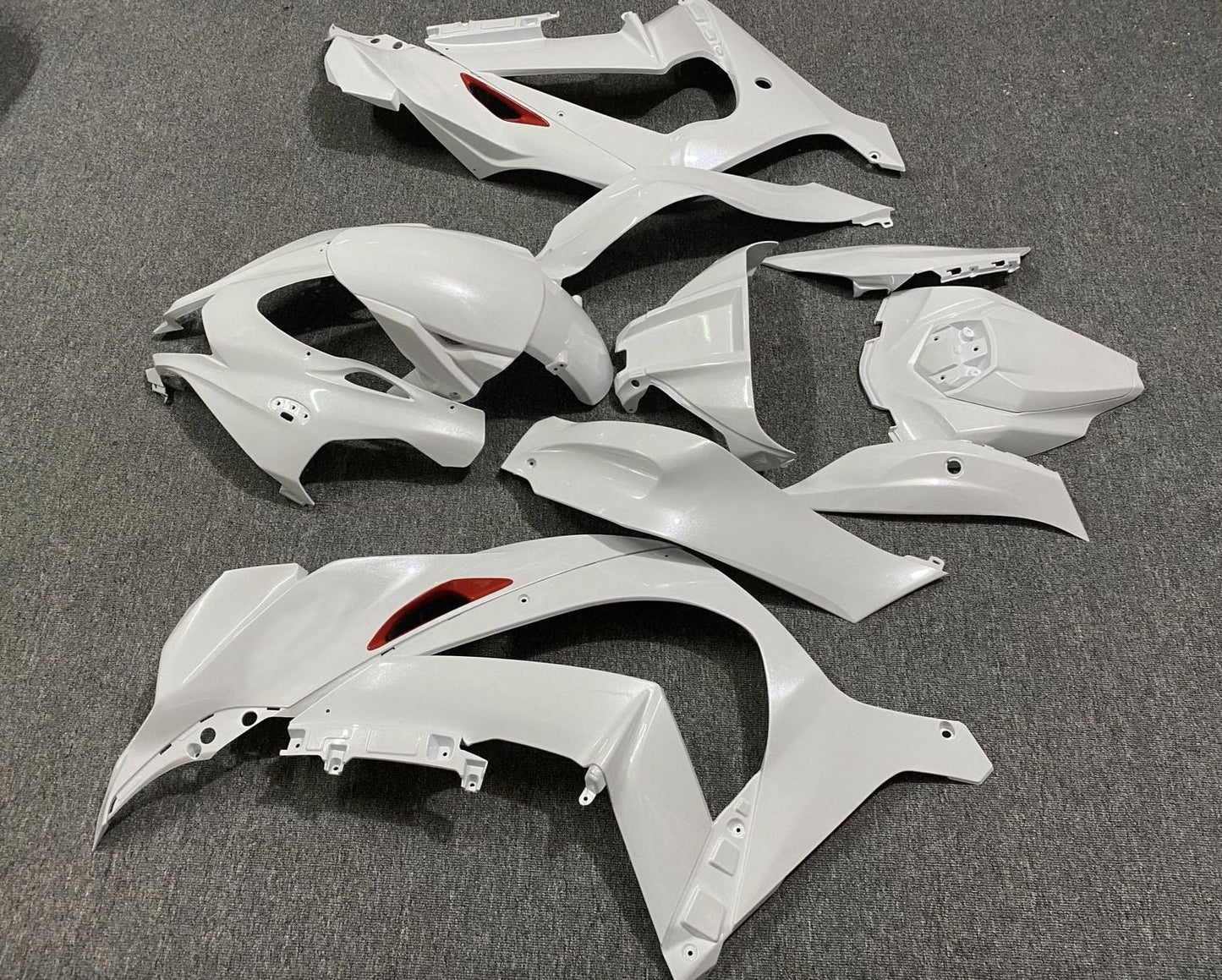 White and Red Fairing Kit for a 2016, 2017, 2018, 2019 & 2020 Kawasaki Ninja ZX-10R motorcycle