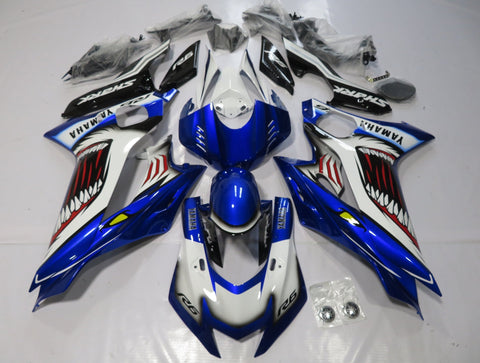 Blue, White, Black and Red Shark Fairing Kit for a 2017, 2018, 2019 & 2020 Yamaha YZF-R6 motorcycle