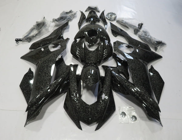 Faux Forged Carbon Fiber Fairing Kit for a 2017, 2018, 2019 & 2020 Yamaha YZF-R6 motorcycle