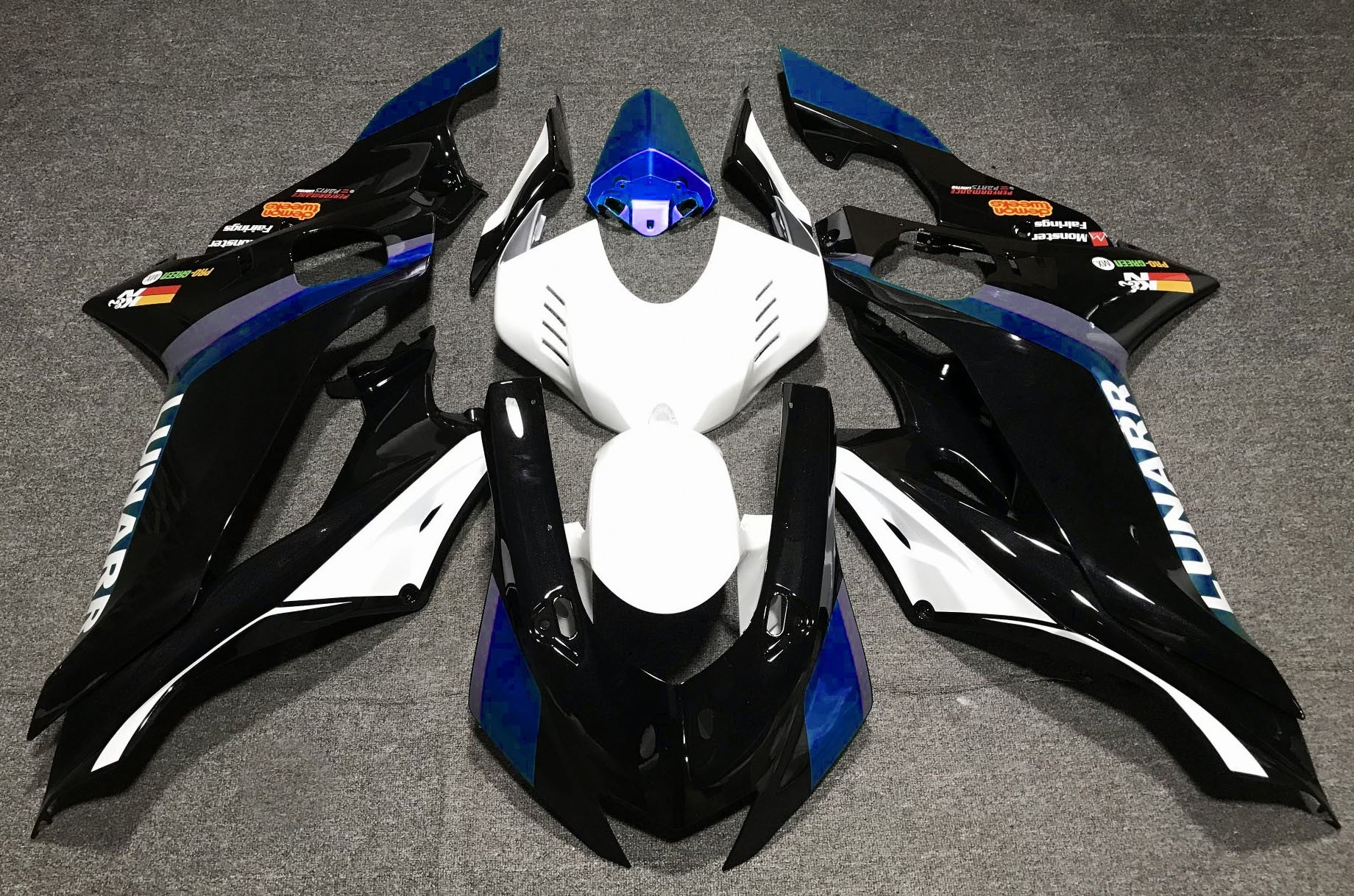 YAMAHA R6 Fairings (2017-2022) Black, White, Blue at KingsMotorcycleFairings.com
