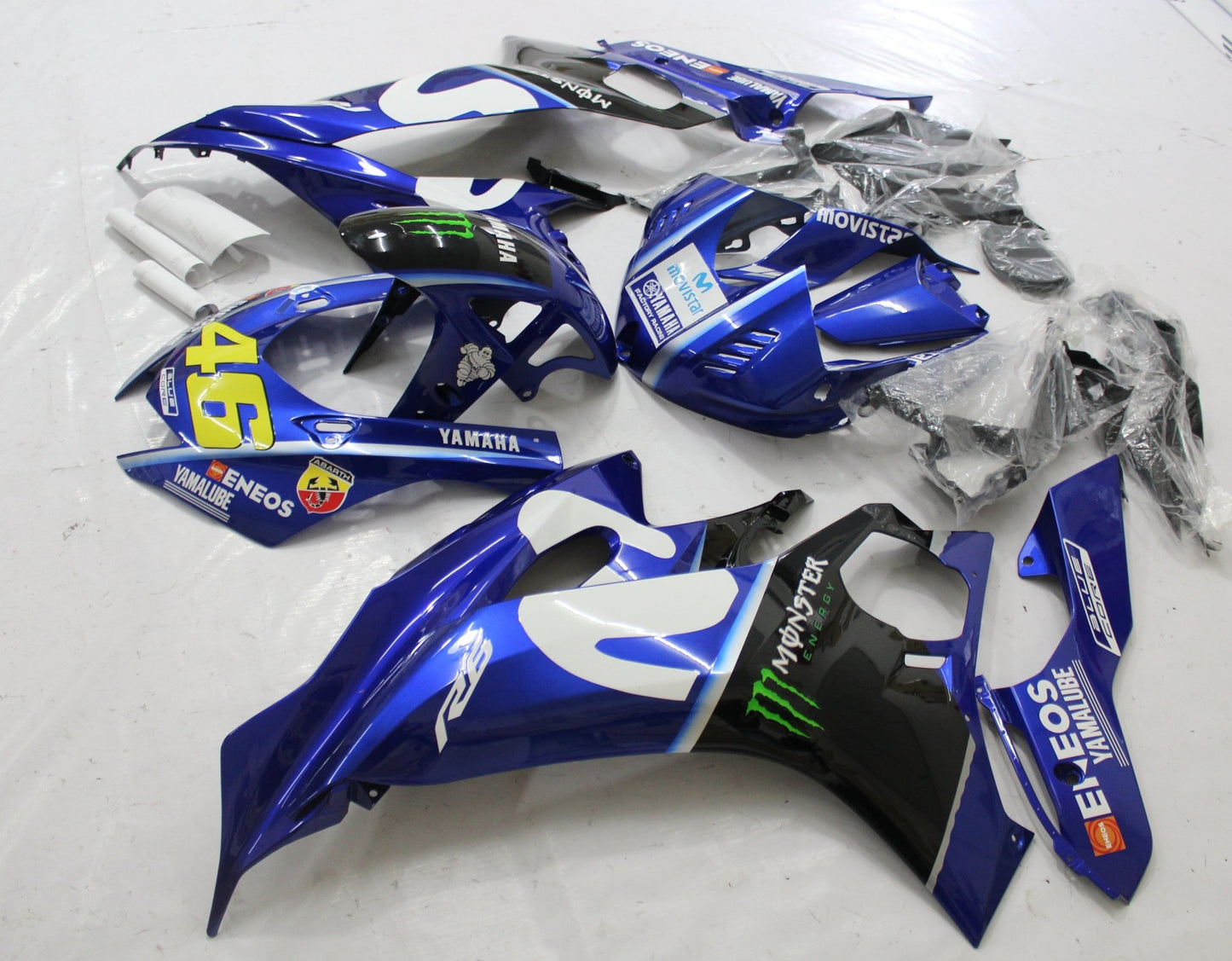 YAMAHA R6 Fairings (2017-2022) Blue, White, Black Monster at KingsMotorcycleFairings.com