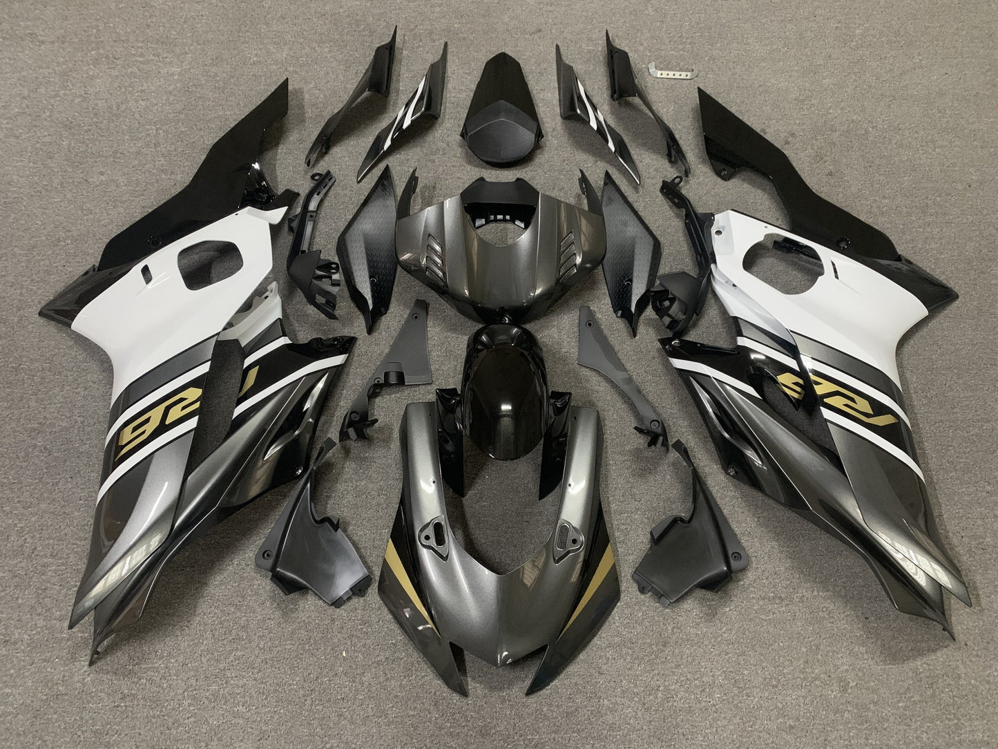 YAMAHA R6 Fairings (2017-2022) Gray, White, Black, Gold at KingsMotorcycleFairings.com