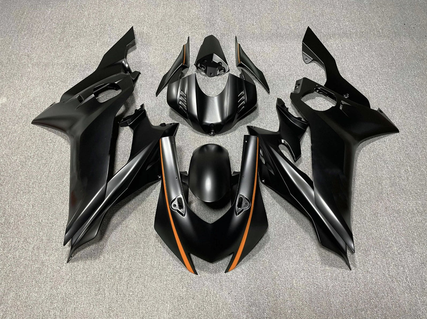 YAMAHA R6 Fairings (2017-2022) Matte Black, Orange at KingsMotorcycleFairings.com