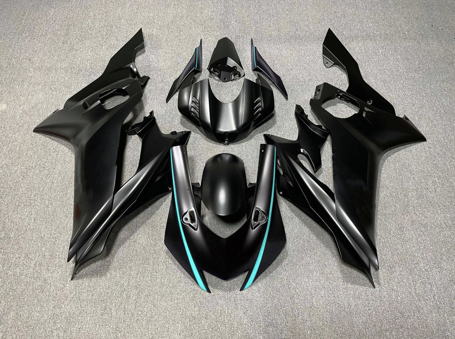 YAMAHA R6 Fairings (2017-2022) Matte Black, Turquoise Blue at KingsMotorcycleFairings.com