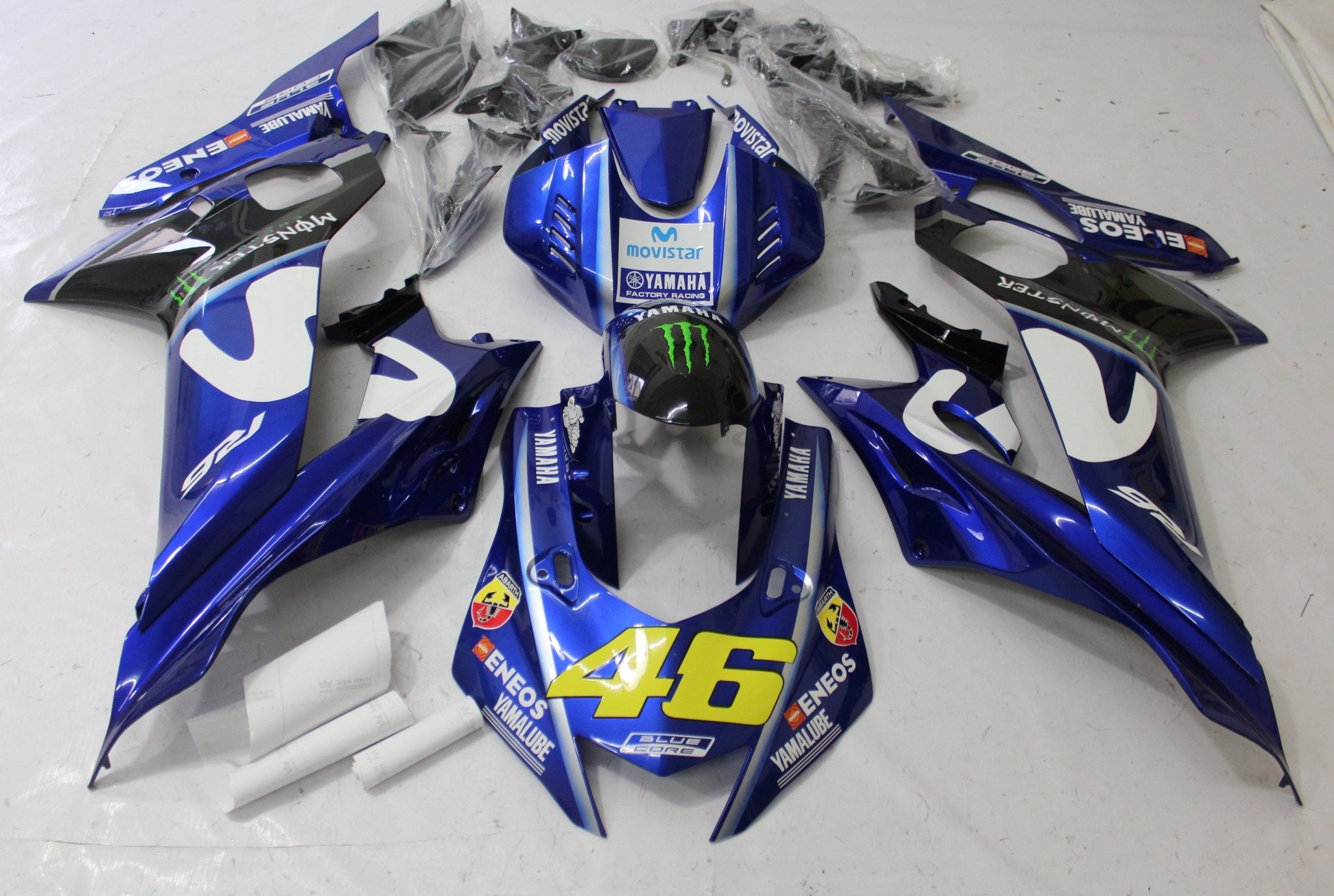 YAMAHA R6 Fairings (2017-2022) Blue, White, Black Monster