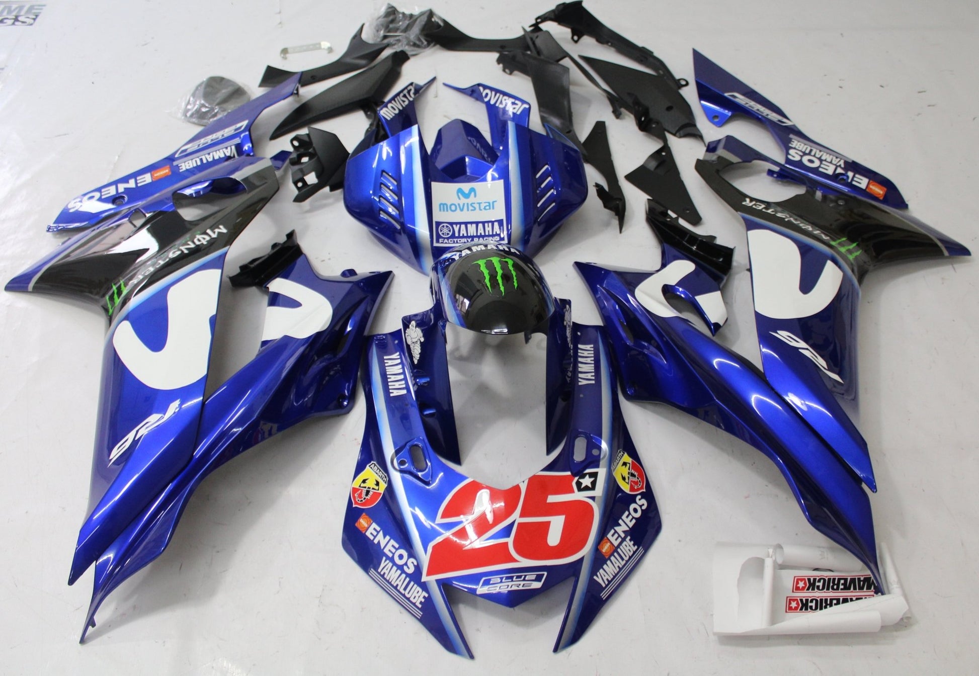 YAMAHA YZF-R6 (2017-2022) Blue, White, Black Movistar Fairings at KingsMotorcycleFairings.com