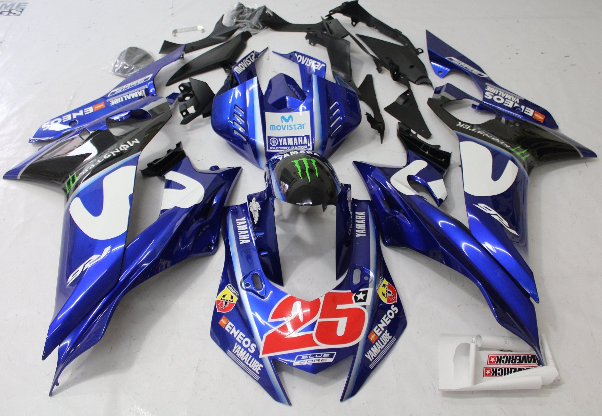 YAMAHA YZF-R6 (2017-2022) Blue, White, Black Movistar Fairings at KingsMotorcycleFairings.com