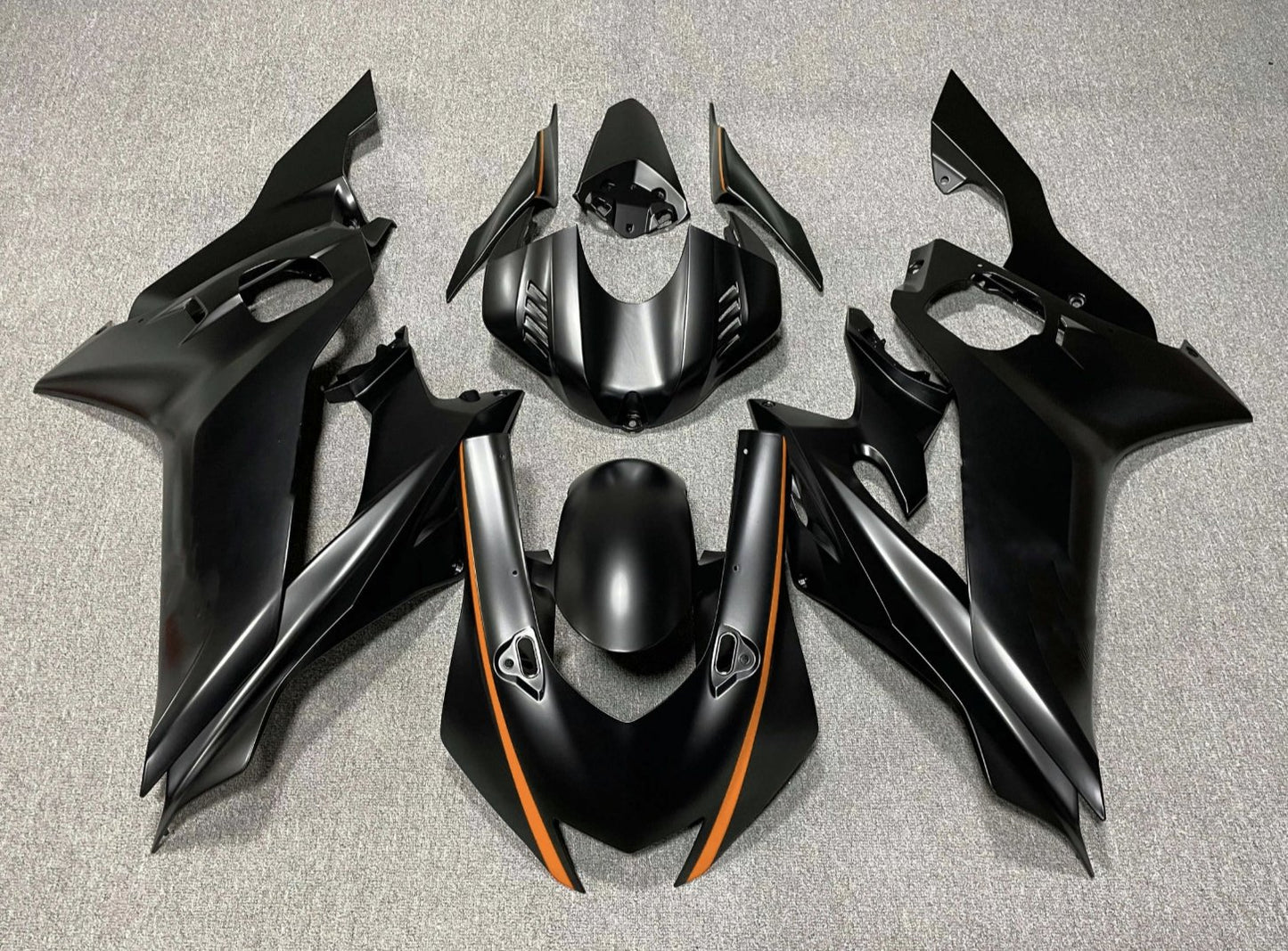 YAMAHA YZF-R6 (2017-2022) Matte Black, Orange Fairings at KingsMotorcycleFairings.com