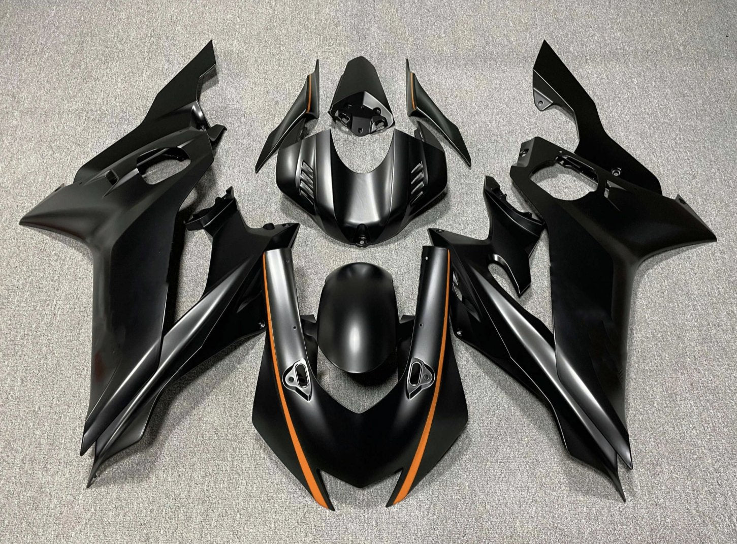 YAMAHA YZF-R6 (2017-2022) Matte Black, Orange Fairings at KingsMotorcycleFairings.com