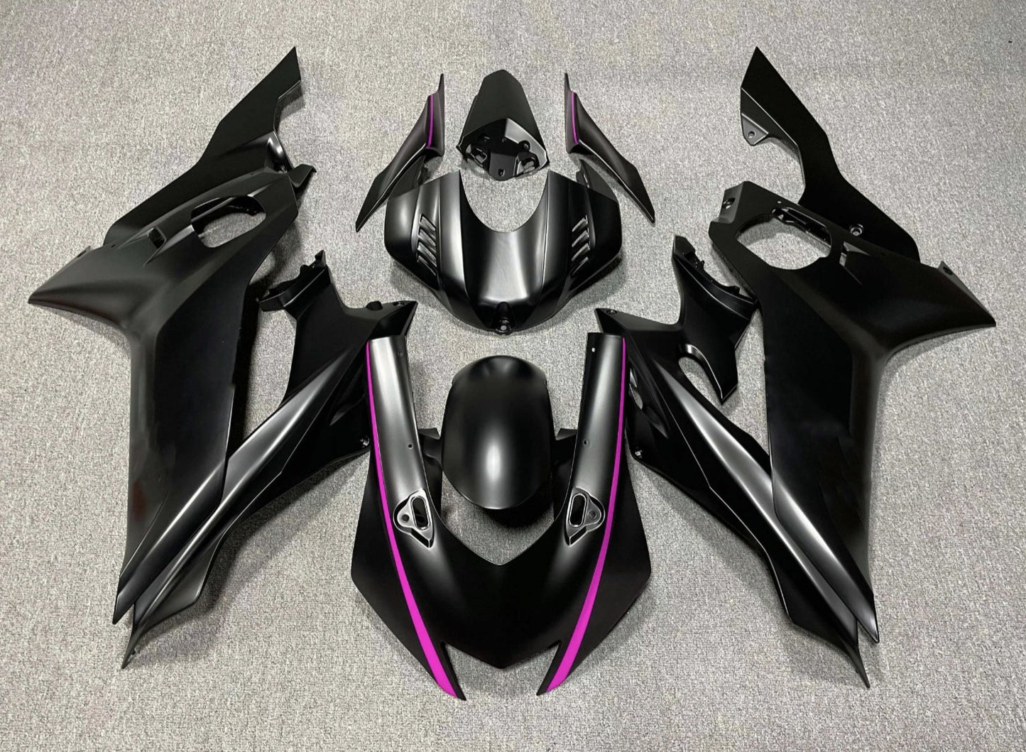 YAMAHA YZF-R6 (2017-2022) Matte Black, Pink Fairings at KingsMotorcycleFairings.com